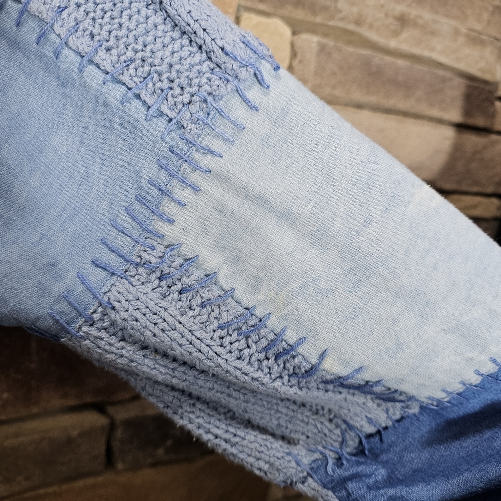 Marshall Rousso Vintage Patchwork Blue Chambray K… - image 8